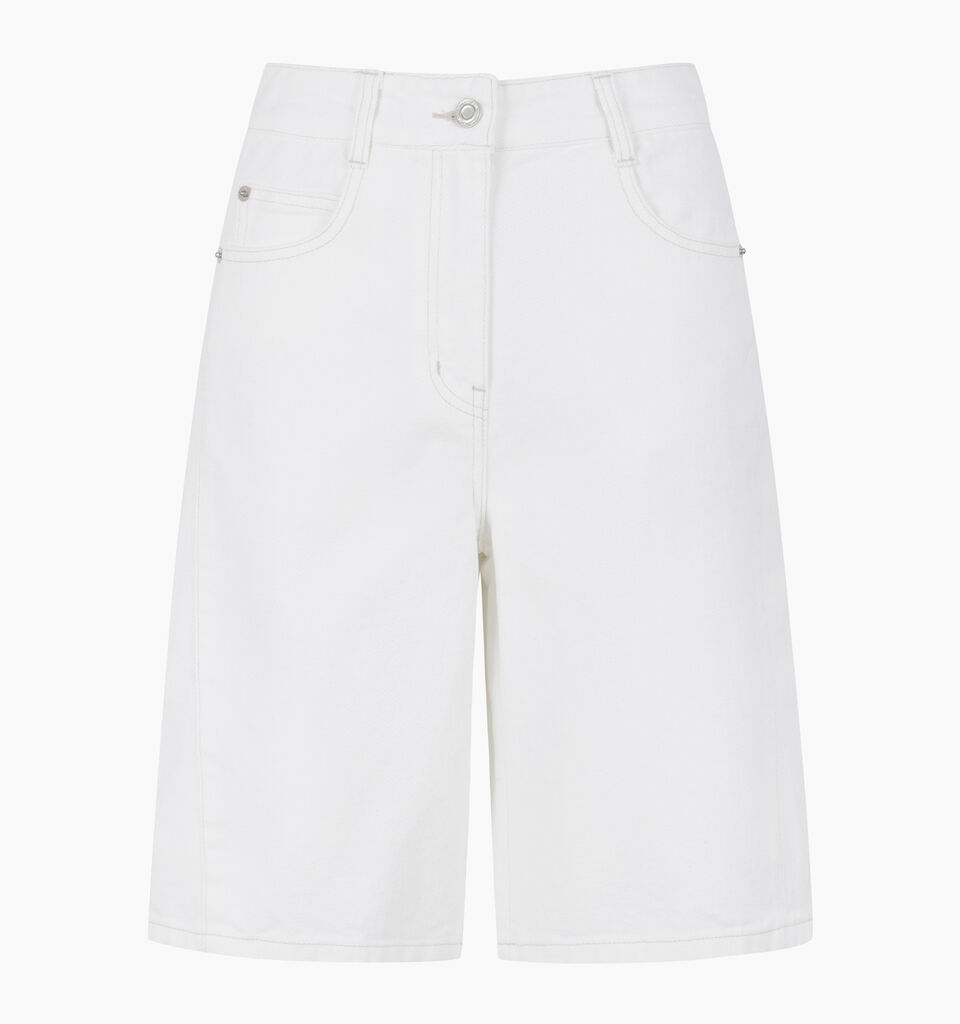 White denim bermudas - sisley k jeans shorts - White | Sisley K image number 1
